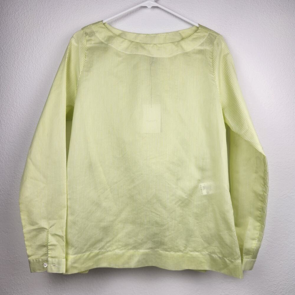 Algini Women Blouse Green Long Sleeve Semi Sheer Ruffle Back Size 42 US 6 NWT
